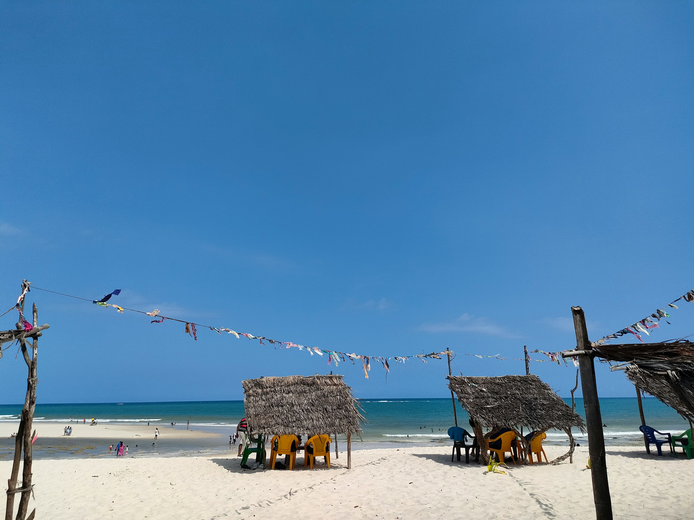 Diani white sand beach with palms
